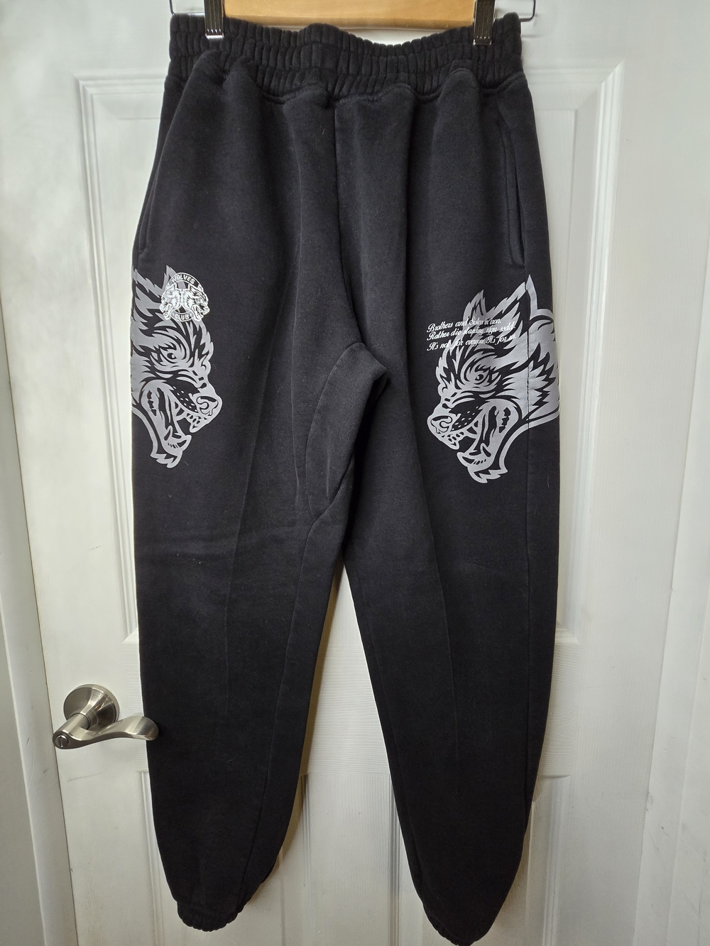 Darc Sport Black Sweatpants with Wolf Graphic